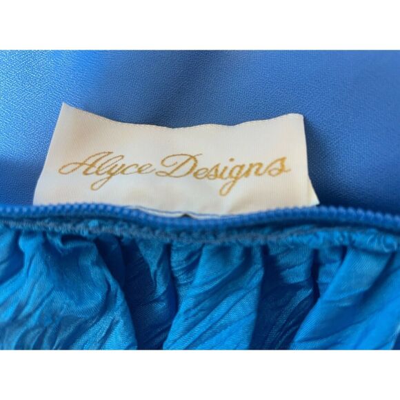 Vintage Alyce Designs Prom Dress Womens XS Blue Puff Sleeve Cocktail Retro Glam - Picture 11 of 13